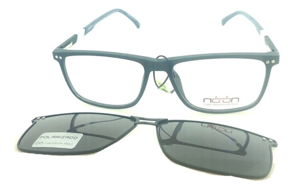 Anteojos Clip On Lentes Noon P14 Polarizado Receta Flex Arma Gris Oscuro Mate - Imagen 3