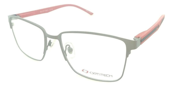 Anteojos Armazones Lentes Optitech 611 Metal Receta Flex Gaf Plateado Mate-rojo