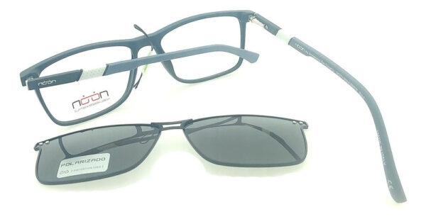 Anteojos Clip On Lentes Noon P14 Polarizado Receta Flex Arma Gris Oscuro Mate - Imagen 4
