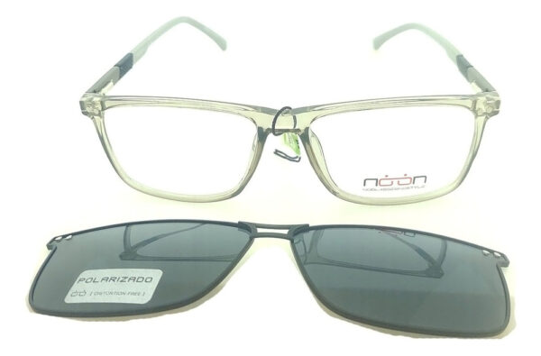 Anteojos Clip On Lentes Noon P14 Polarizado Receta Flex Arma Gris Claro - Imagen 3