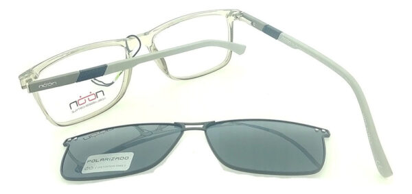 Anteojos Clip On Lentes Noon P14 Polarizado Receta Flex Arma Gris Claro - Imagen 4