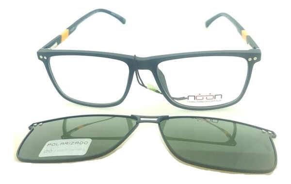 Anteojos Clip On Lentes Noon P14 Polarizado Receta Flex Arma Negro Mate - Imagen 3