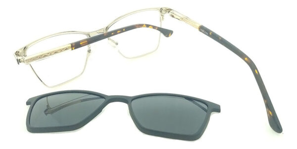 Anteojos Clip On Lentes Polarizados Sl1530 Receta Metal Flex Marrón Oscuro--dorado - Imagen 4