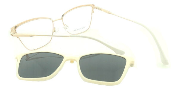 Anteojos Clip On Lentes 2254 Metal Polarizado Uv Pin Up Flex Beige - Imagen 4