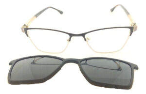 Anteojos Clip On Lentes Polarizados Sl1530 Receta Metal Flex Marrón Oscuro--dorado - Imagen 3