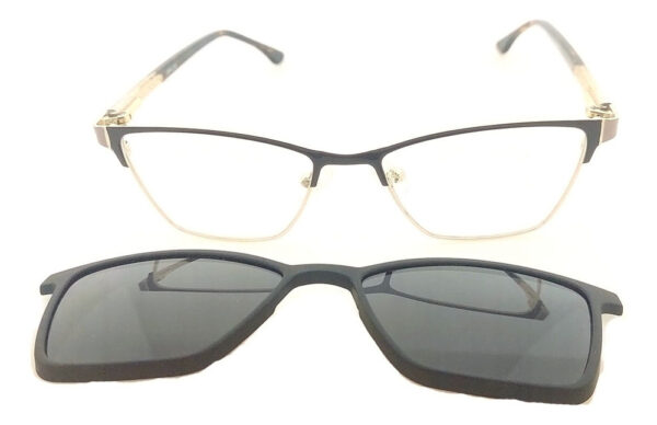 Anteojos Clip On Lentes Polarizados Sl1530 Receta Metal Flex Marrón Oscuro--dorado - Imagen 3