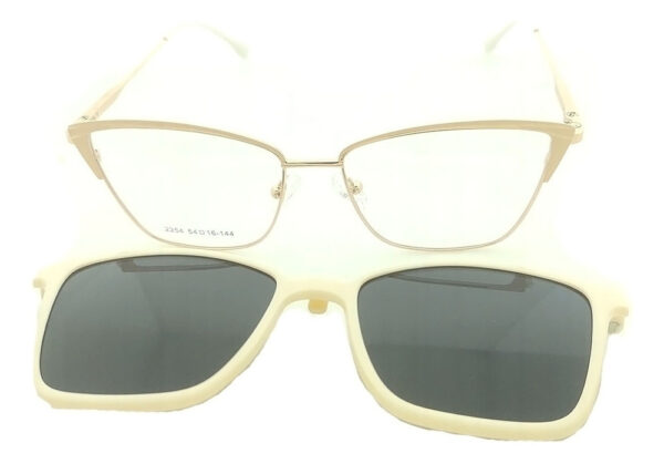 Anteojos Clip On Lentes 2254 Metal Polarizado Uv Pin Up Flex Beige - Imagen 3