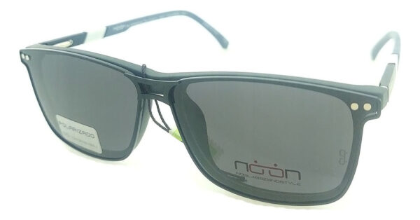Anteojos Clip On Lentes Noon P14 Polarizado Receta Flex Arma Gris Oscuro Mate