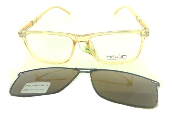 Anteojos Clip On Lentes Noon P14 Polarizado Receta Flex Arma Naranja Claro Traslucido - Imagen 3