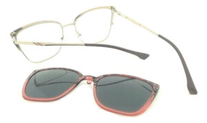 Anteojos Clip On Lentes Polarizado Uv 2257 Metal Pin Up Flex Bordó-negro - Imagen 4