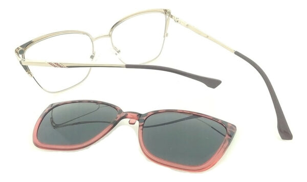 Anteojos Clip On Lentes Polarizado Uv 2257 Metal Pin Up Flex Bordó-negro - Imagen 4