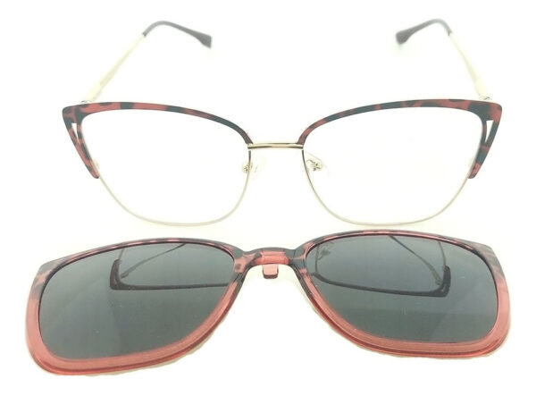Anteojos Clip On Lentes Polarizado Uv 2257 Metal Pin Up Flex Bordó-negro - Imagen 3