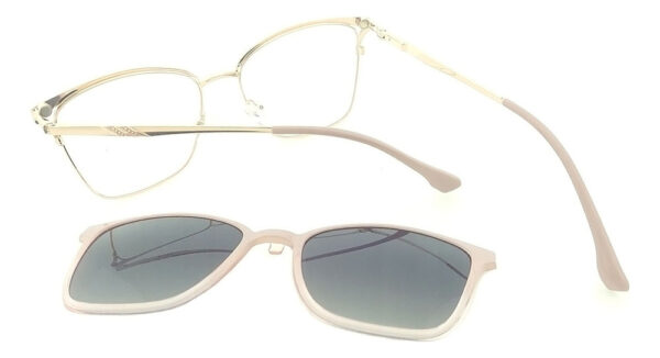 Anteojos Lentes Clip On 2255 Receta Polarizado Uv Metal Flex Rosa - Imagen 4